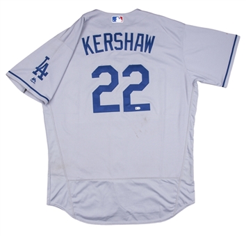 2016 Clayton Kershaw Game Used Los Angeles Dodgers Road Grey Jersey Used on 10/1/2016 (MLB Authenticated)